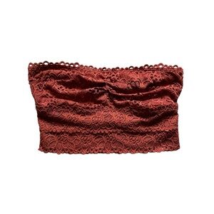Aerie Lace Strapless‎ Back Cut Out Bralette Bandeau NWT Rust Size M